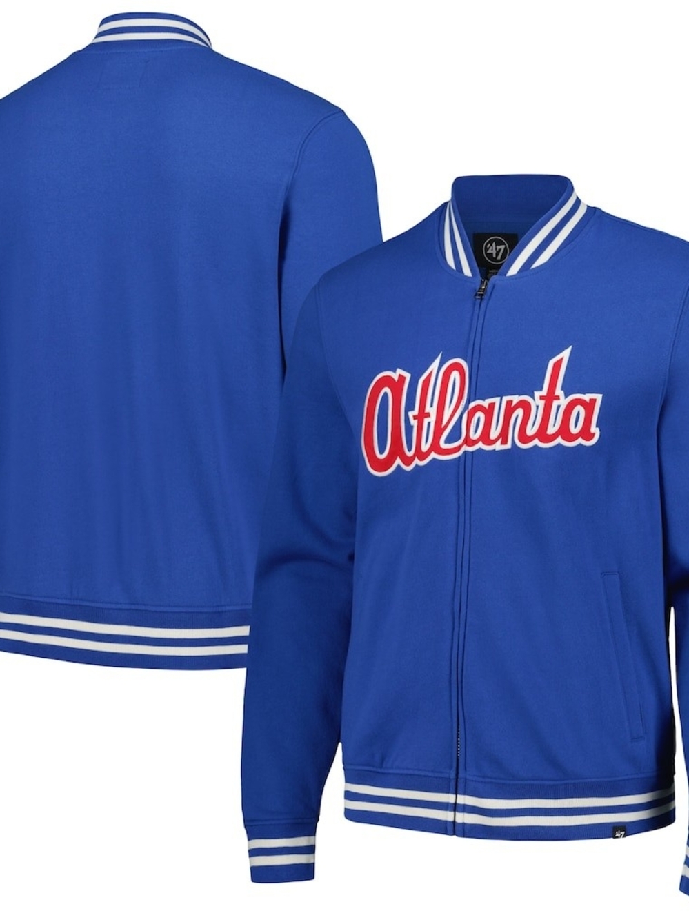 Men's Atlanta Braves '47 Royal Wax Pack Pro Camden Full-Zip Track Jacket